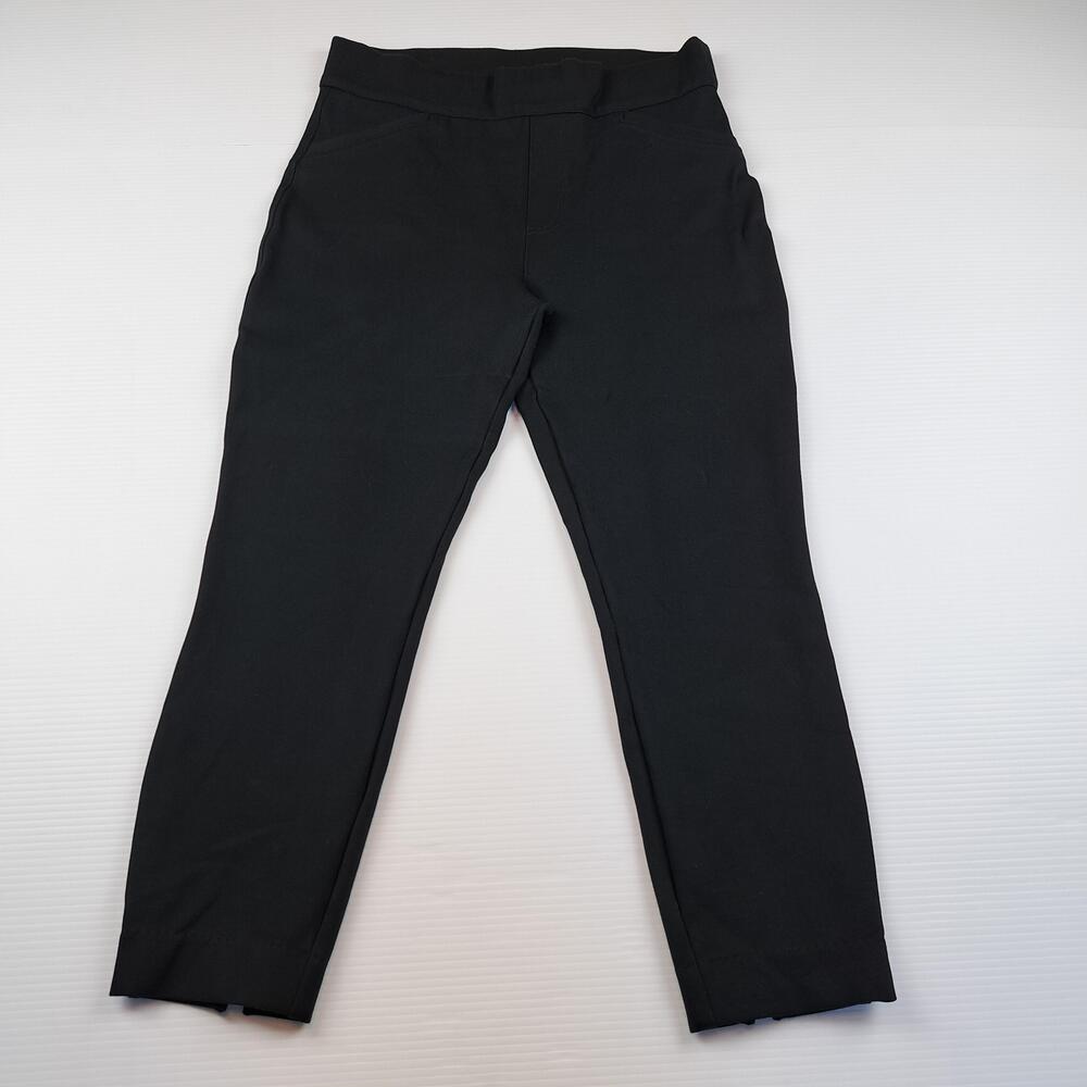 Spanx Pants Women Medium Petite Black Perfect Ponte Slim Pull On Shaping Cropped
